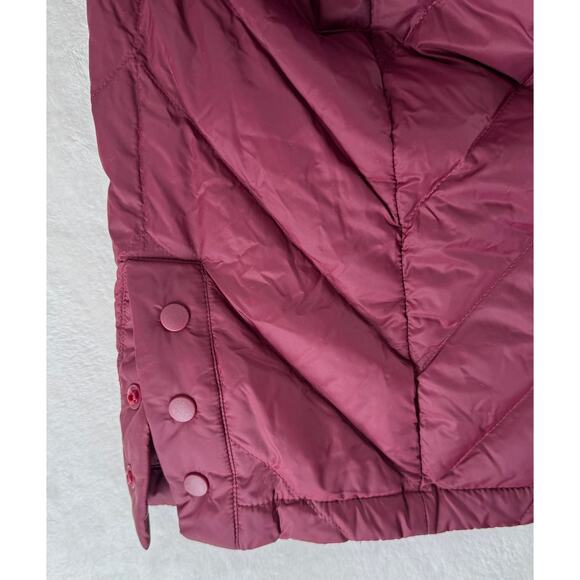 J Jill Down Jacket Red Maroon Tunic Long Length Quilted Puffer Coat Medium - Picture 6 of 8